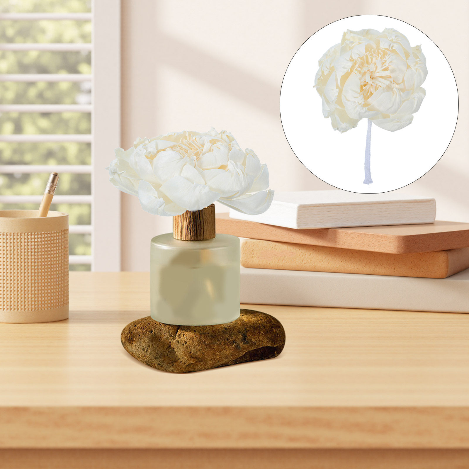 Fragrance In Home - Pfingstrosenkopf-Duftdiffusor 12 cm, künstliche Pfingstrosenblüten, duftender