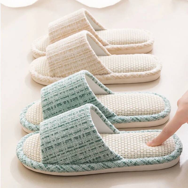 Home Fragrance Linen - Damen-Hausschuhe, Sommer, neue japanische Leinen-Hausschuhe, kleiner