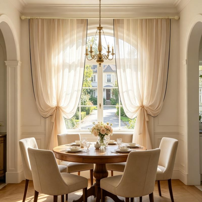 Home Fragrance Linen - Schwarze Leinen-Gaze-Vorhänge mit Raffiabändern für Wohnzimmer,