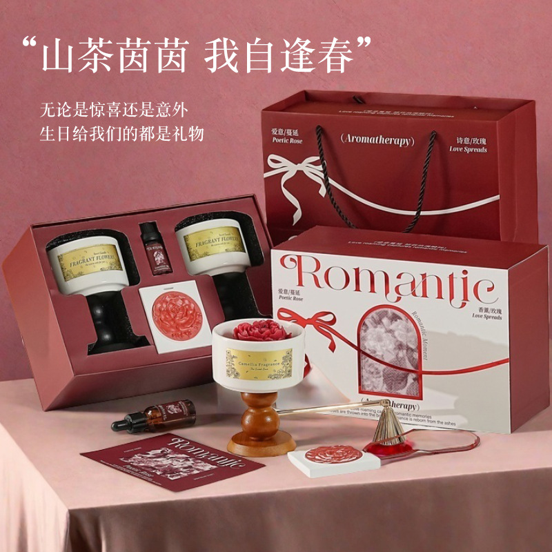 Home Fragrance Gift Box - Hochwertiges Geschenkbox-Set mit Kamelienduftkerzen. Langlebige Duftdiffusor-Ornamente