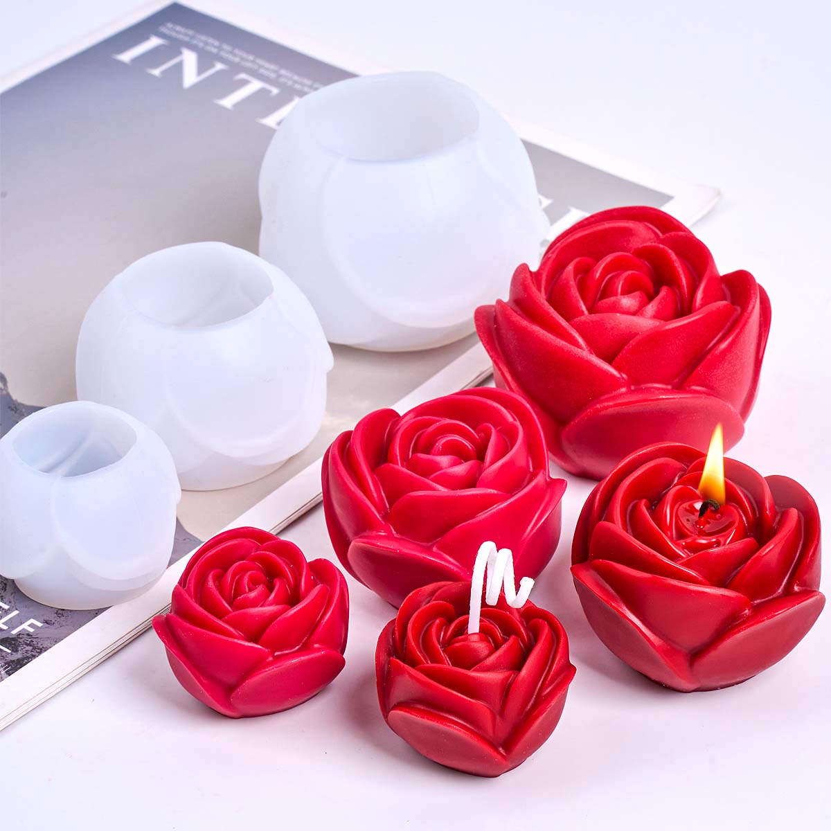Home Fragrance Rose - 3D Blumenform Silikon Kerzenform DIY Romantische