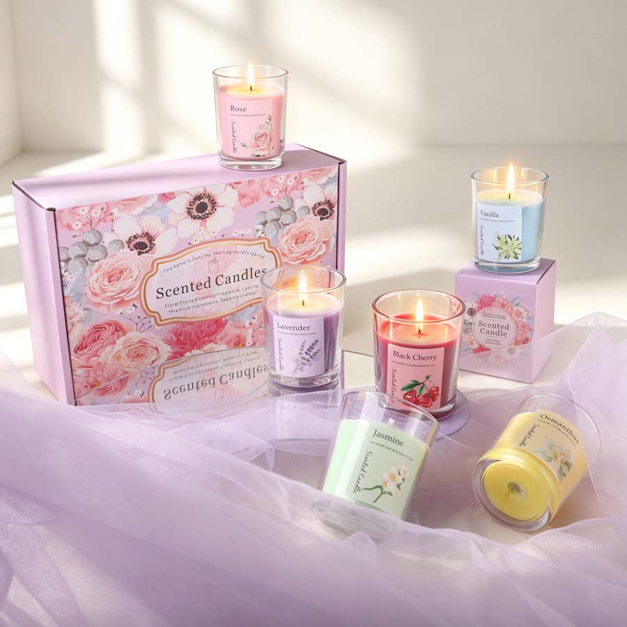 Fragrance In Home - Aromatherapie Duftkerzen-Geschenkset 6 Verschiedene Duftkerzen im